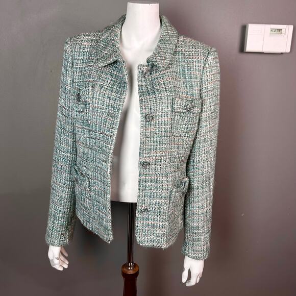 Mac & Jac tweed blazer size 14 pastel green bows cabochon buttons y2k preppy - Picture 6 of 12